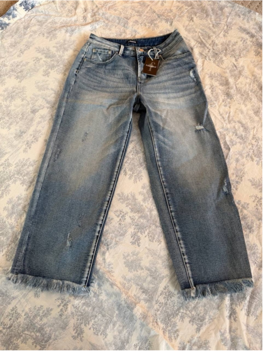 Flamingals Mid Rise Straight Leg Cropped Jeans M